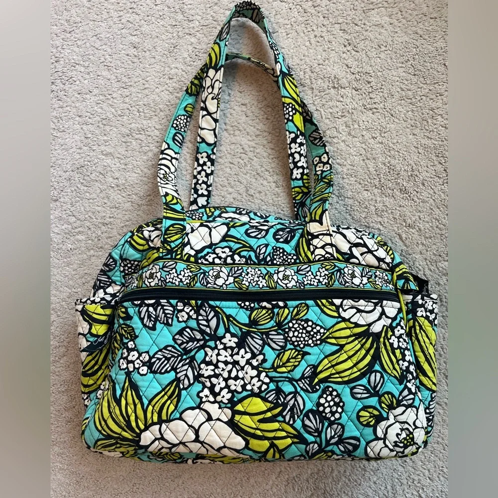 Vera Bradley Aqua and Green Quilted Baby Bag w/Changing Pad - Picture 7 of 8